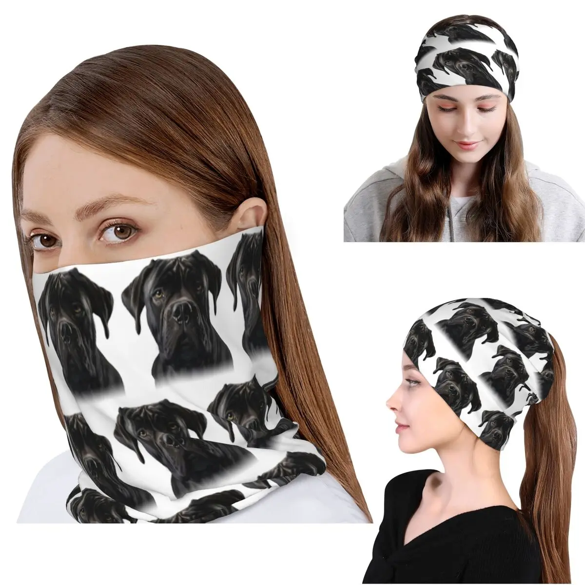 

Black Cane Corso Italian Mastiff Bandana Neck Cover Wrap Mask Scarf Multi-use Headwear Beanies Hat Unisex Adult Washable