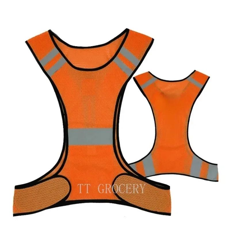 Gilet riflettente di sicurezza Gilet da ciclismo regolabile Avvertimento notturno da lavoro Gilet sportivo da pesca Nastro riflettente in tessuto riflettente