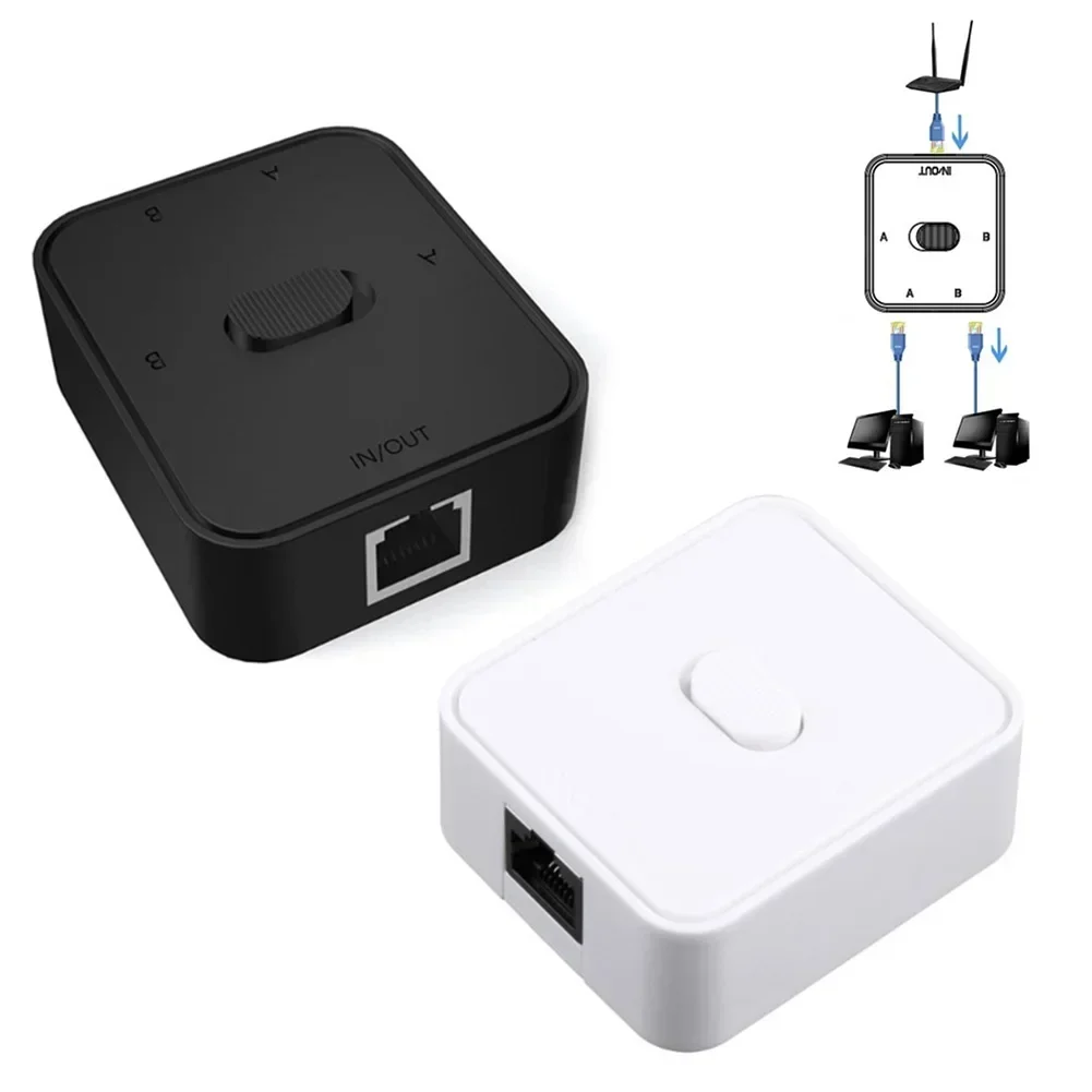 2 Ports 1000Mbps Gigabit Network Switch RJ45 Switch Network Splitter Cable Extender Selector Power Free 2 Way adapter Connector