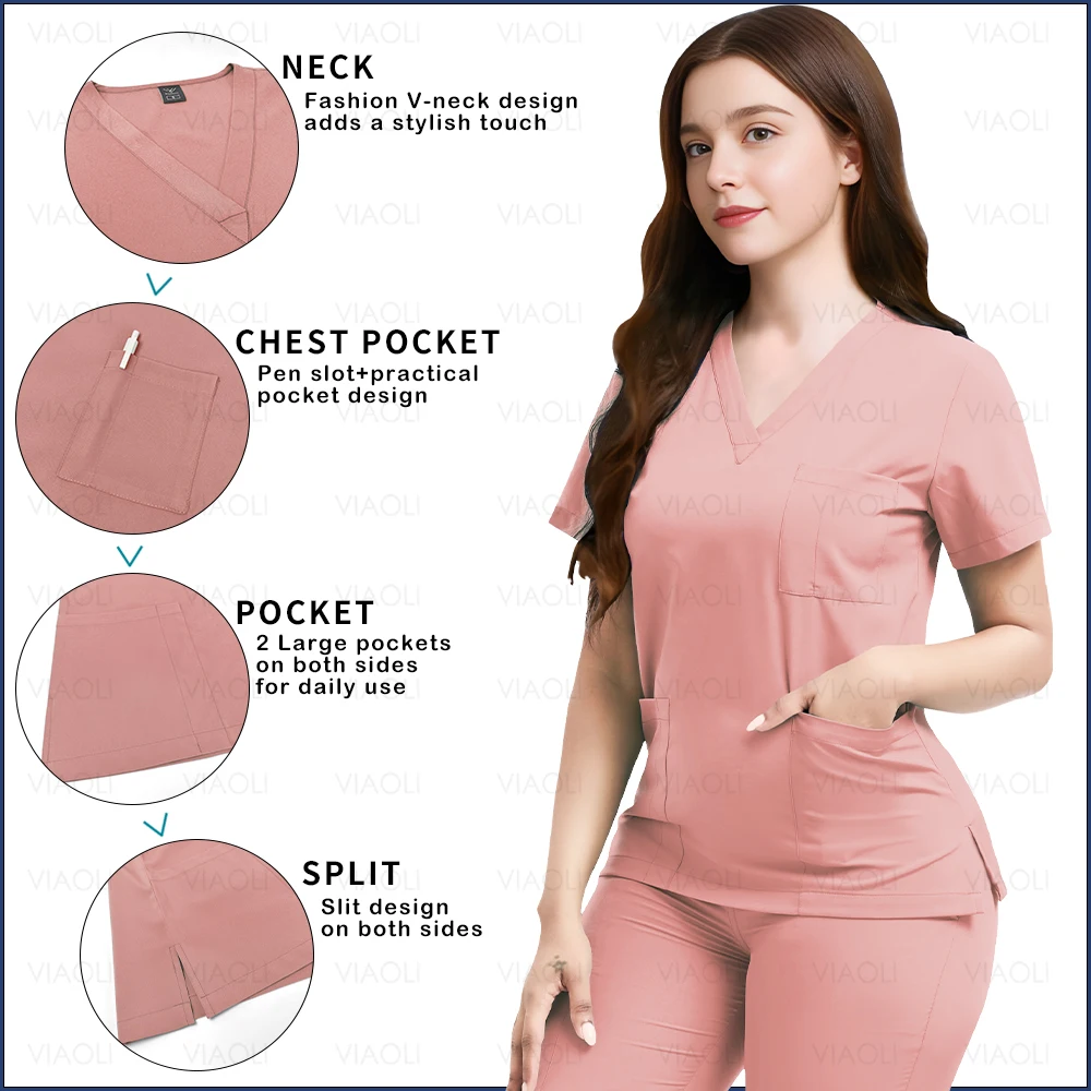 Medical Nurse Uniforms Women Men Nursing Workwear Medical Scrubs Set Hospital Doctor Surgical Uniforms V-neck Tops Jogger Pants