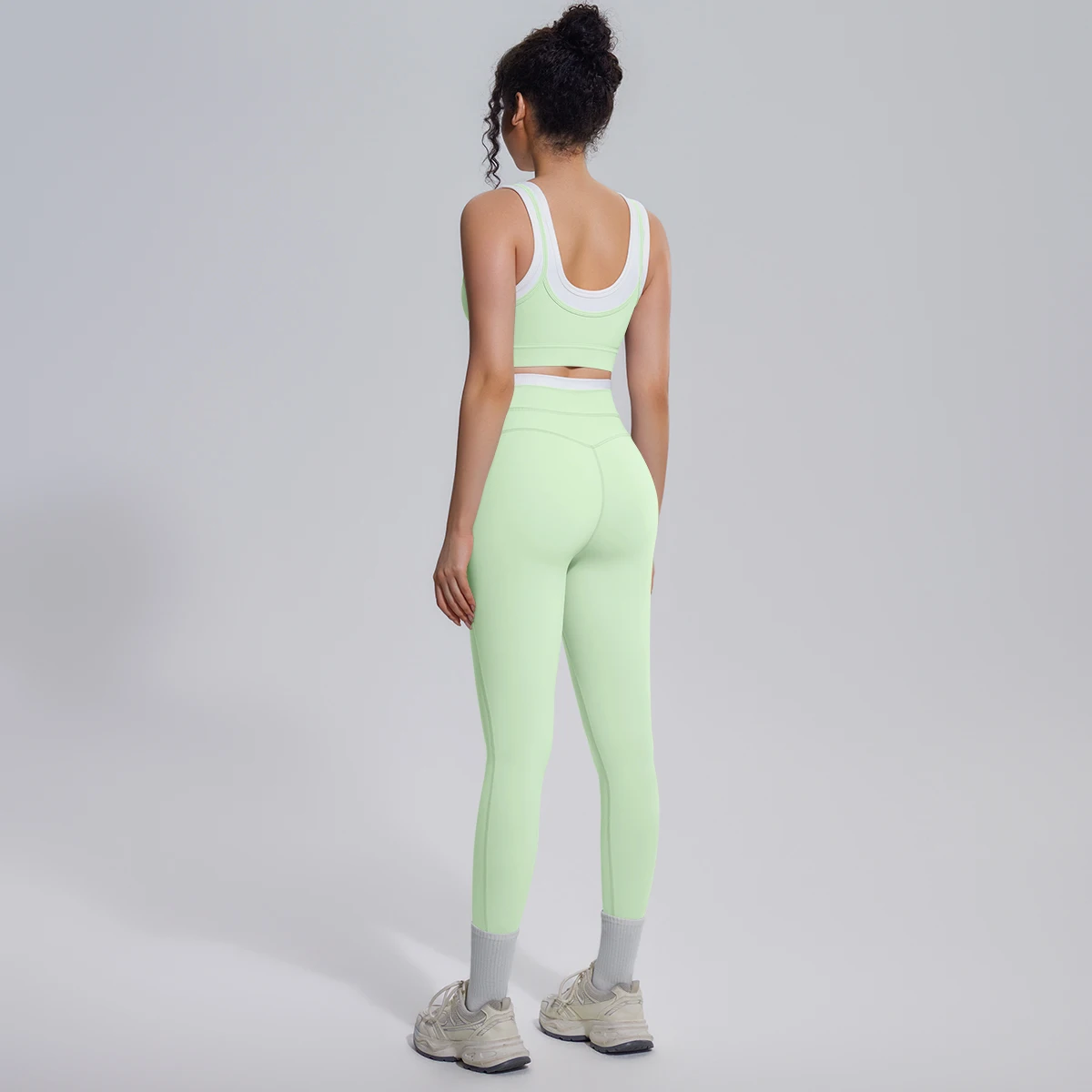 Rooftrellen 2-teiliges Yoga-Set für Damen, sexy Sport-BH, Yoga-Top mit Brustpolster, Farbblock-Design, Yoga-Hose mit Po-Formung, Damen-Fitness-Set – Detail 28