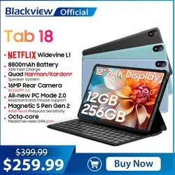 Blackview Tab 18 Tablet PC 12'' 2,4K FHD+Display Helio G99 12GB+12GB RAM 256GB ROM, Netflix Widevine L1, 8800mAh Akku 33W