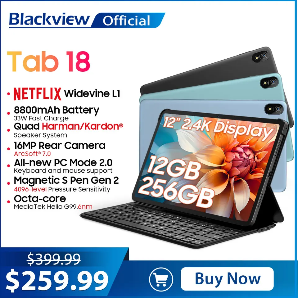 Blackview Tab 18 グレー 8GB/256GB 本体＋ケース Blackview Tab 18 12インチ ケース 耐衝撃 手帳型 PUレザー おしゃれ