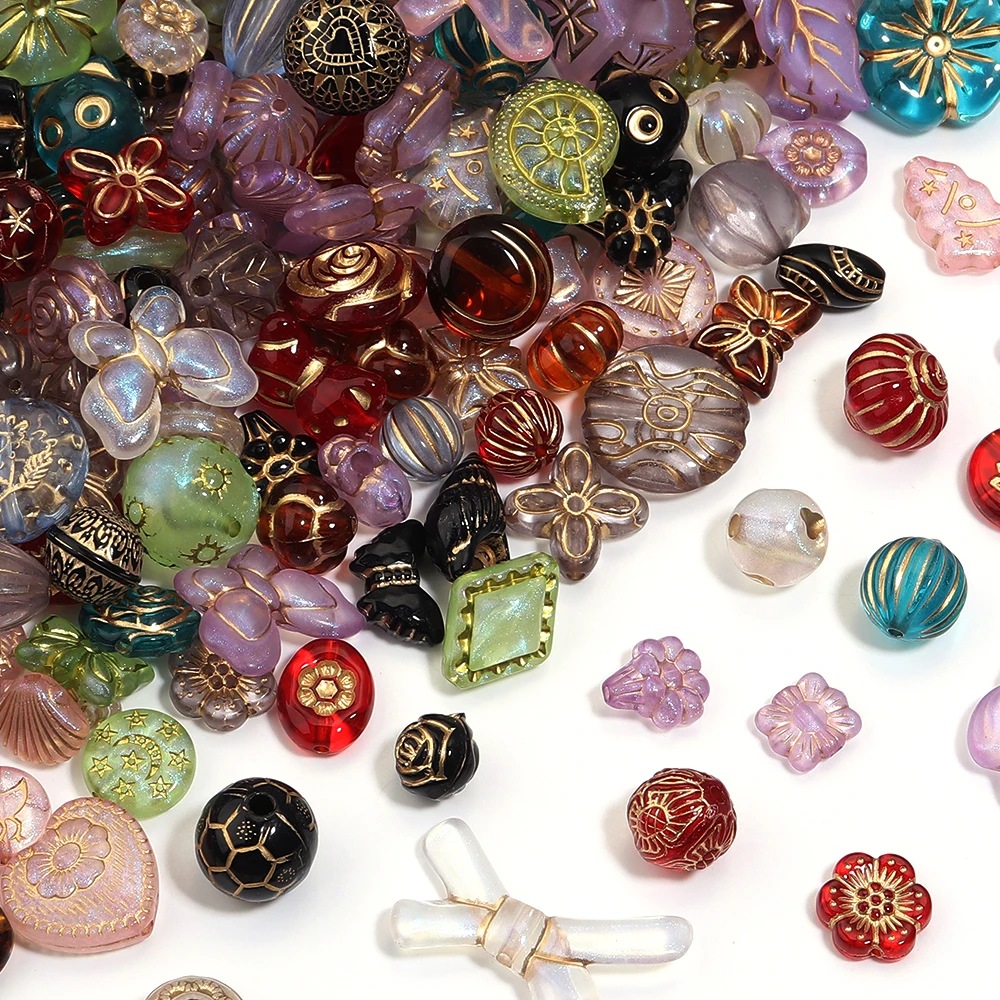 50g/lot Baroque Vintage Acrylic Beads Butterfly Flower Beads Mixed Loose Spacer Bead For DIY Jewelry Making Necklace Bracelet