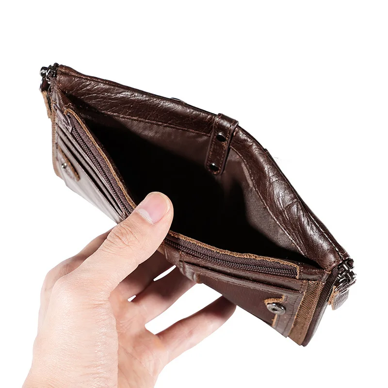 YETTIES Men's Short RFID Leather Wallet, Top Grain Cowhide Card Holder, Compact Bifold Money Clip Purse with Multiple Slots