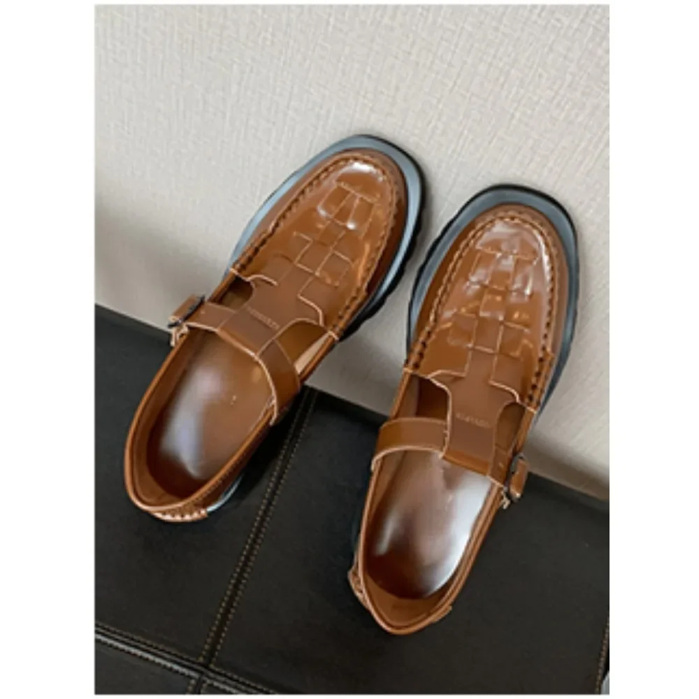 NIGO Dames Bruin Koeienhuid Lakleer Enkele Schoenen Retro Trend Comfortabele Platte Schoenen 2024 Zomer Mode Loafers # NGSH1138