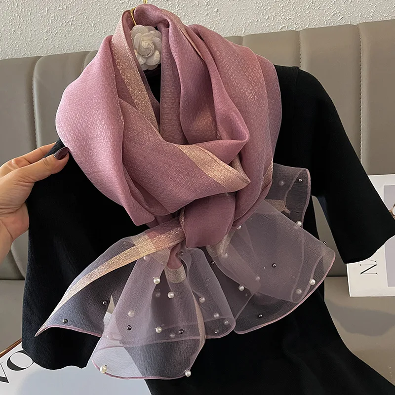 2024 Luxury Brand Women Fashion Scarf Plain Solid Silk Linen Shawls Summer Lady Bandanas Foulard Hijab