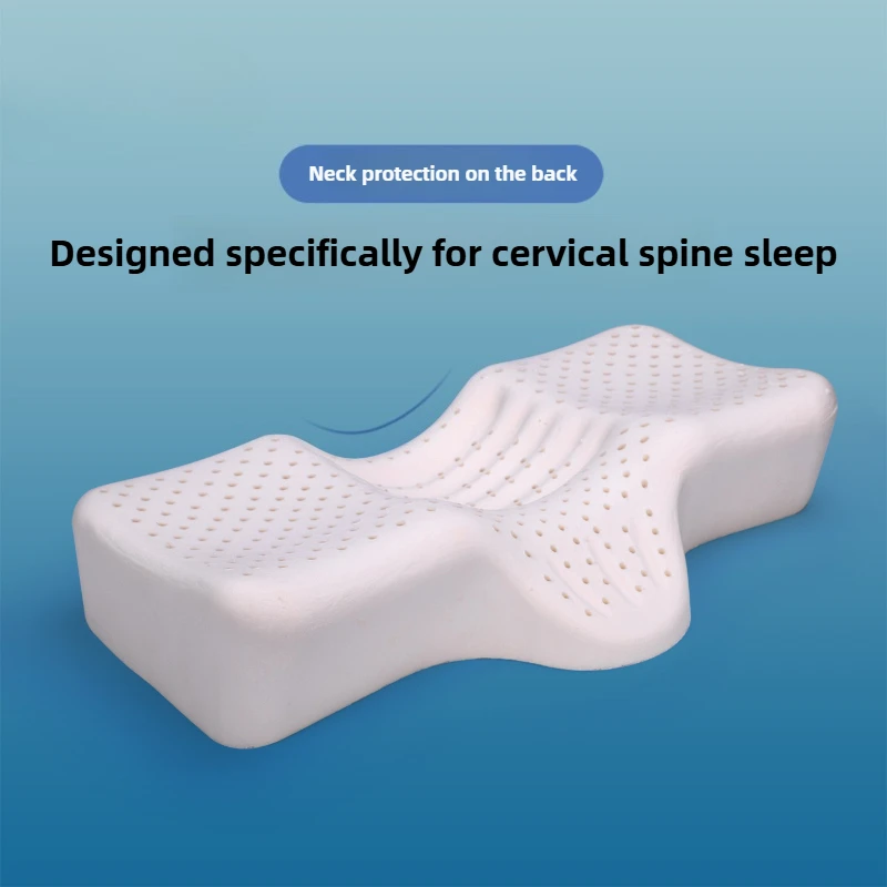 ‌Thai Latex Pillow Orthopedic Neck Support,Natural Rubber Core Contoured Pillow,Breathable Cervical ReliefEnhanced Comfort Home
