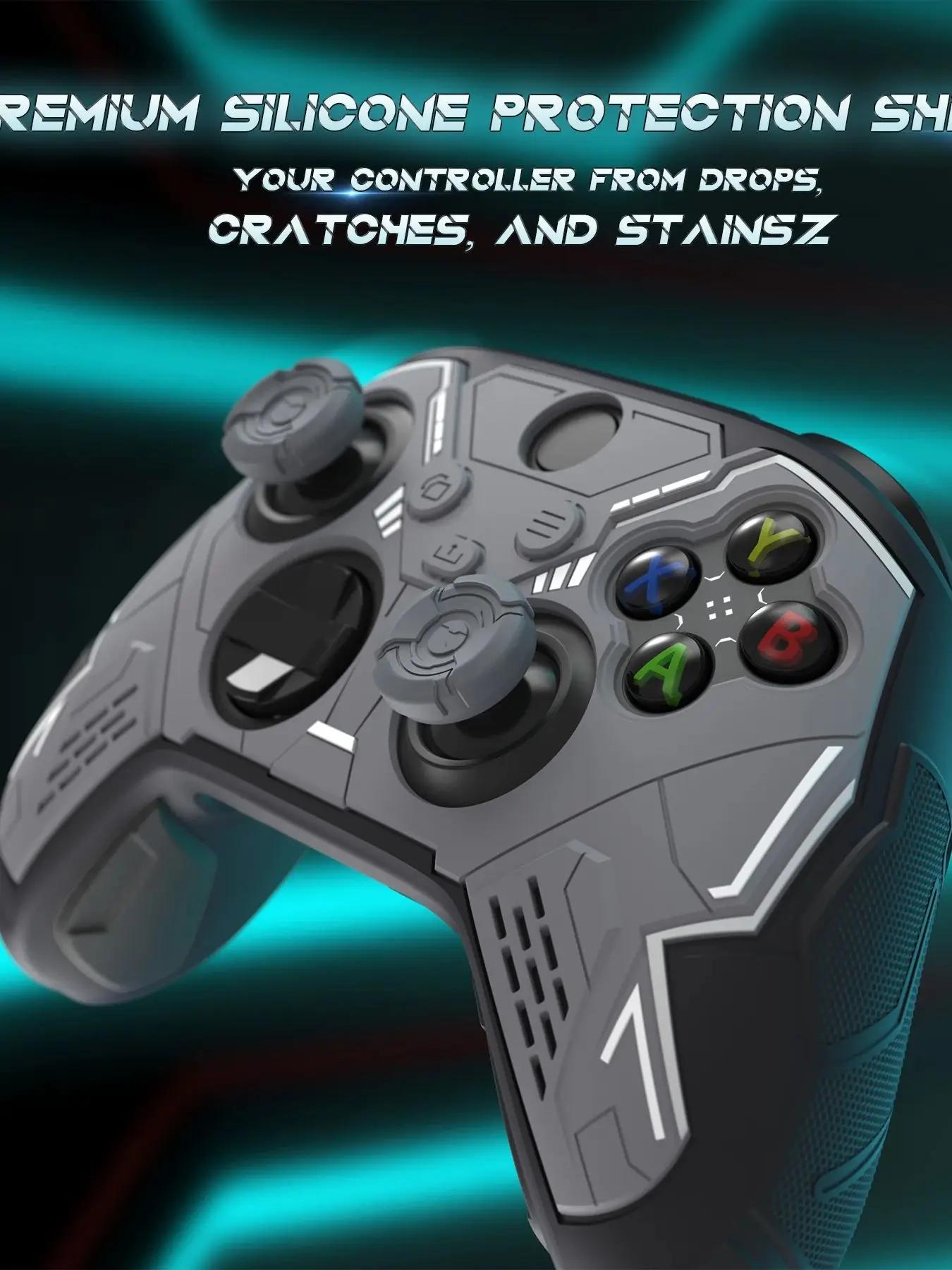 Silikonowa nakładka PlayVital Stellar Mecha na kontroler Xbox Series X/S, antypoślizgowa osłona z nakładkami na gałki analogowe i naklejką — zdjęcie produktu 7