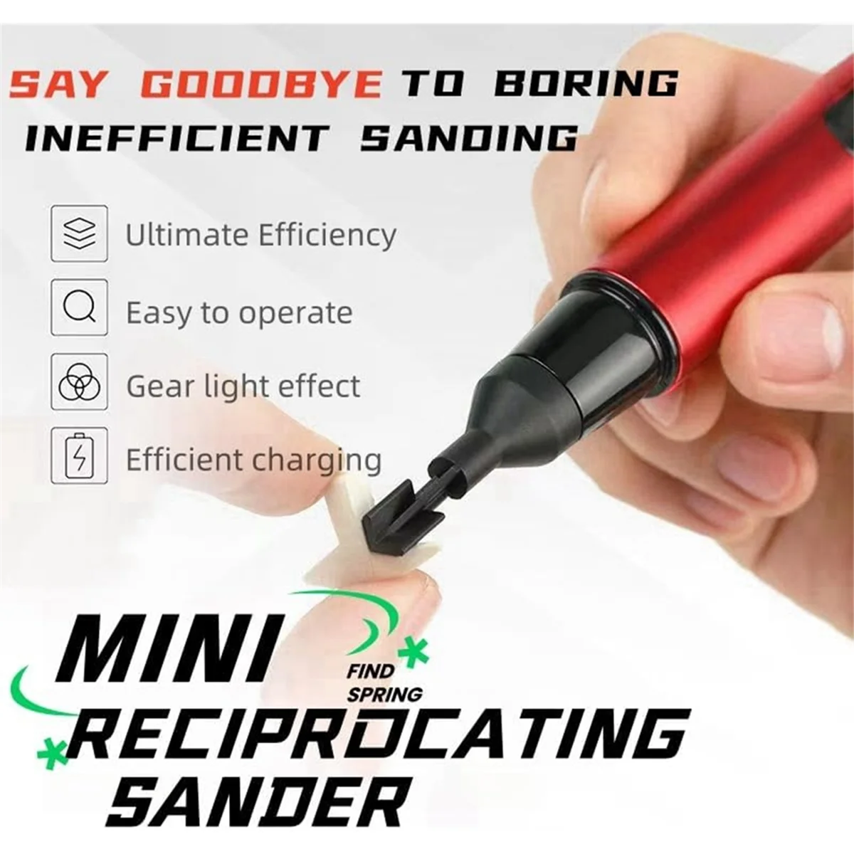 A002 Mini Electric Reciprocating Sander,USB Charging with 3-Speed Adjustable & 8 Sanding Heads, Precision Tool for DIY Crafts