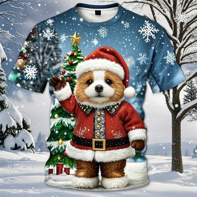 Santa Claus Tshirt Christmas T-Shirt Short Sleeve Holiday Celebration Clothing Kids Tshirt Men's Shirts Women Y2k t-shirts