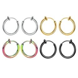 1Pair Fashion Round Circle Spring Ear Clip Non Piercing Earrings Fake Earrings Gift for Men Women Jewelry