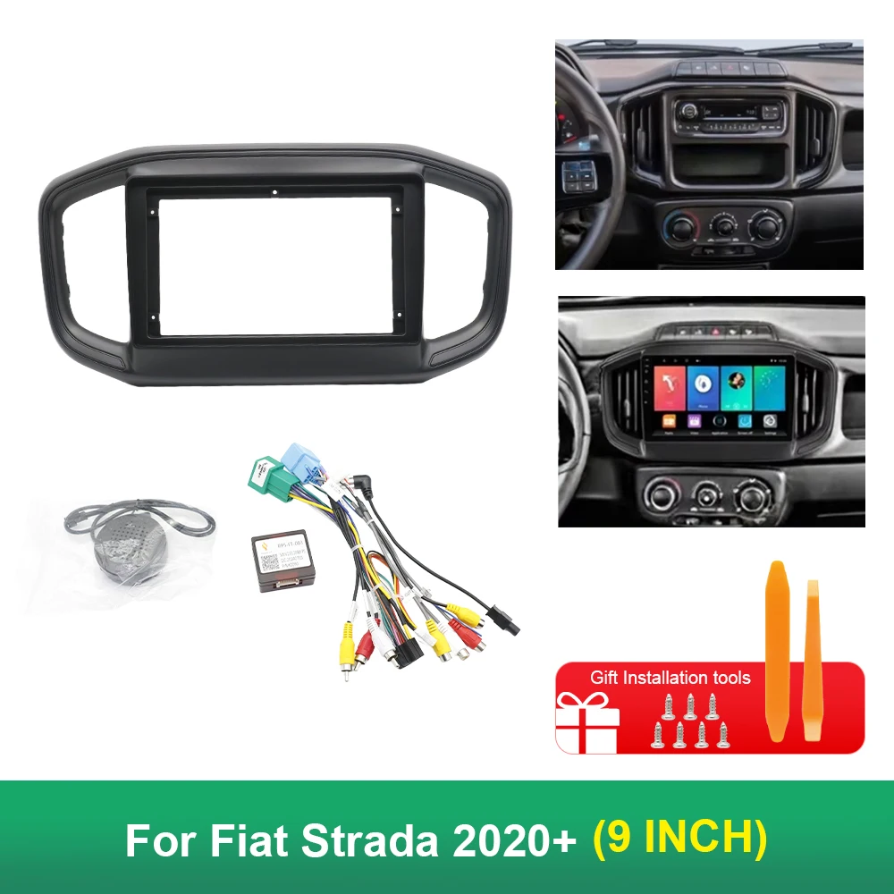

9-дюймовый 22,86 см автомобильный радиоприемник, панель расширения, рамка Canbus Box, декодер для Fiat Strada 2020+, комплект крепления на приборную панель