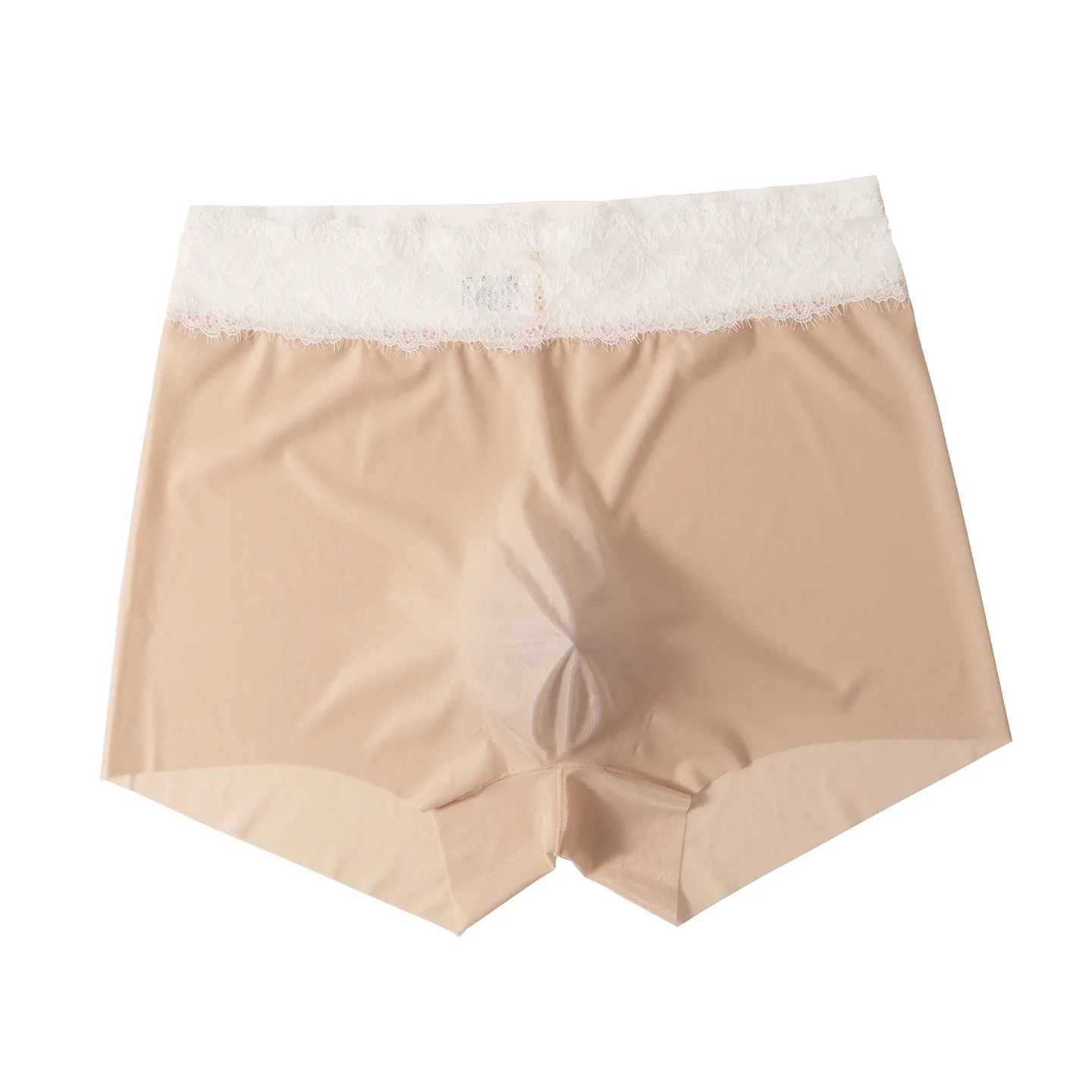 Ice Silk Boxer Briefs for Men Th Lace Waistband 3D Seamless U-Convex Pouch Breathable Summer Underwear Comfortable Daily Panties