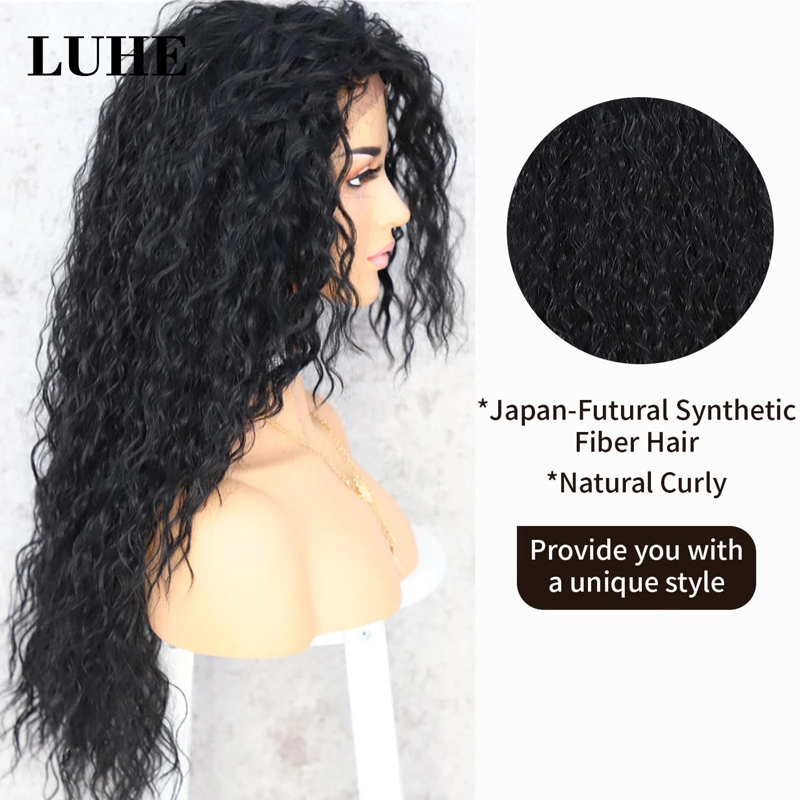 Verworrene lockige schwarze farbige 13x3 Lace-Front-Perücken für schwarze Frauen 26 Zoll lange lose lockige synthetische Haar-Spitze-Frontal-Perücke für den täglichen Gebrauch