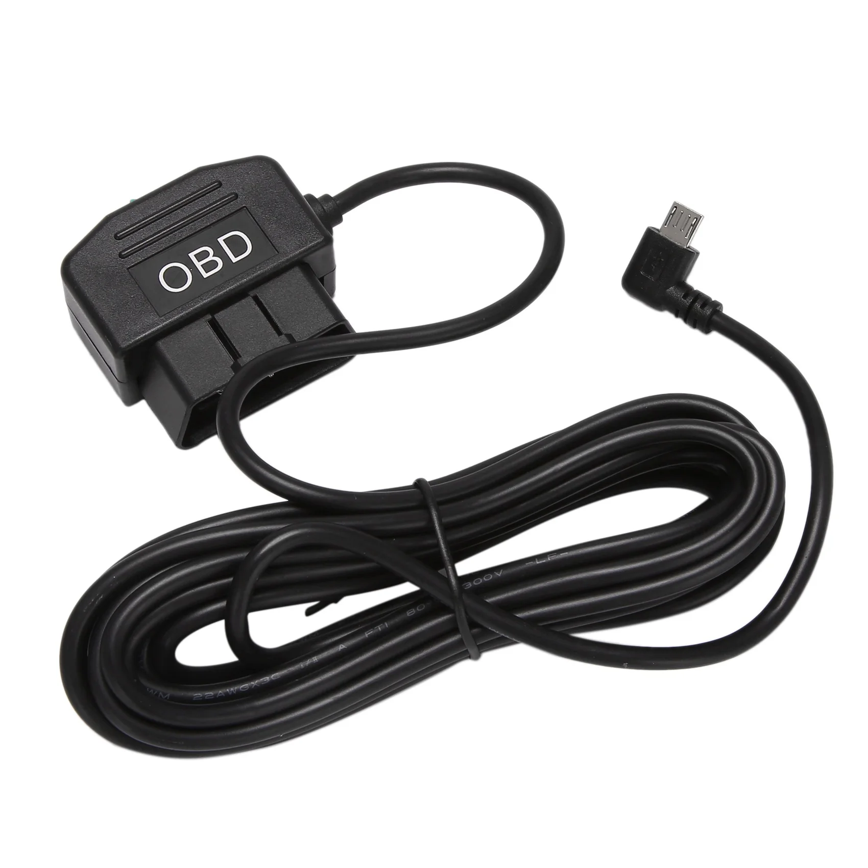 Output 5V 3A USB Ports Car OBD Adapter Power Box 3.5 Meters Cable Switch Line for DVR Charging (MICRO-Right)