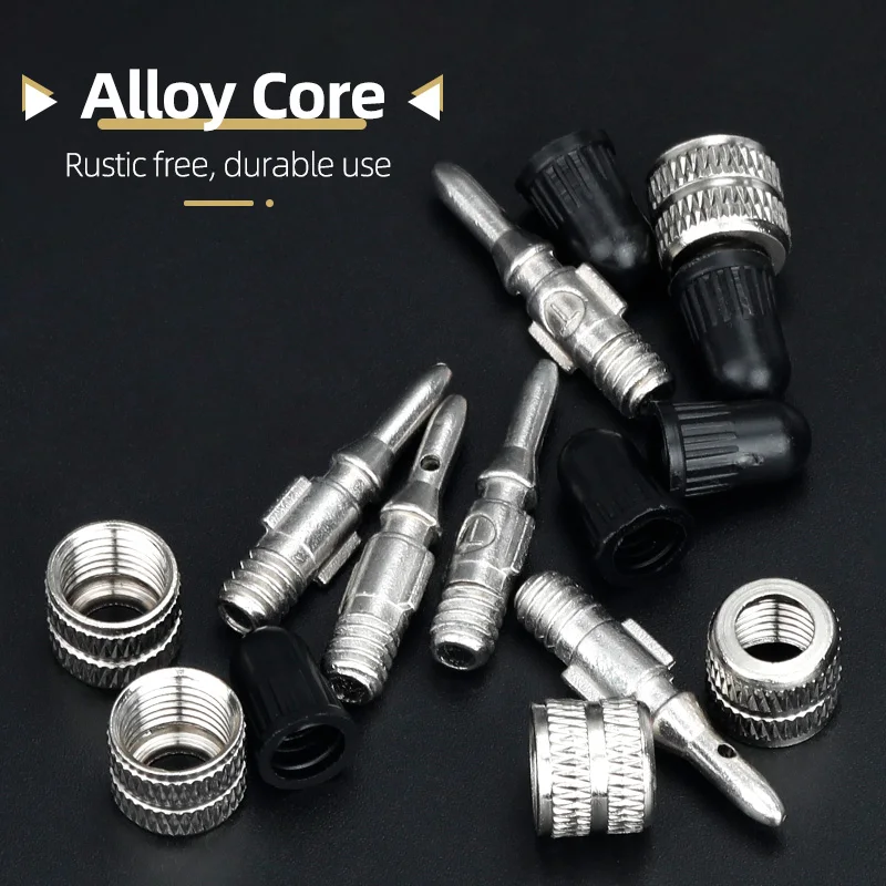 2/5/10PCS Inserts for Dunlop Valve Copper Nuts Zinc Alloy Bicycle Woods Blitz Tube Nozzle D/V Core Replacement W/ Extra Hose