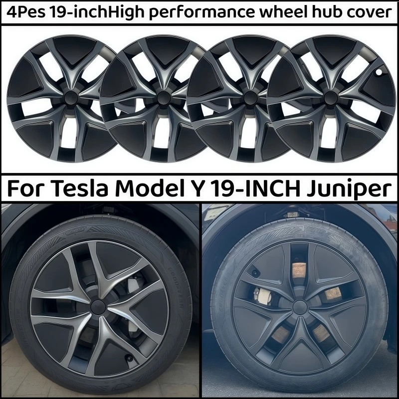 For Tesla Model Y Juniper 4PCS Hub Cap Car Replacement Wheel Cap 19 Inch Performance Automobile Hubcap Cover Accessories 2025