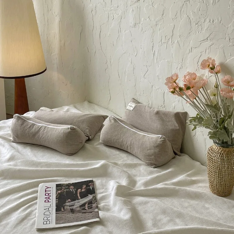 2025 new brown multi-functional detachable dual-purpose cotton and linen pillow neck protection folding buckwheat pillow single