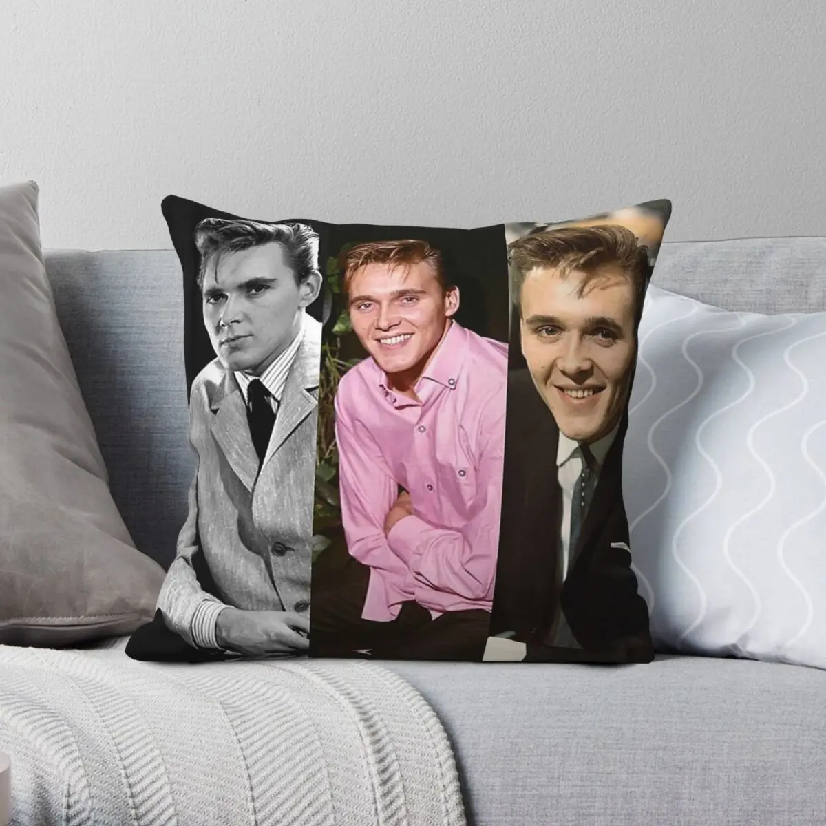 Billy Fury Collage Square Pillowcase Polyester Linen Velvet Creative Zip Decor Sofa Seater Cushion Cover 45x45