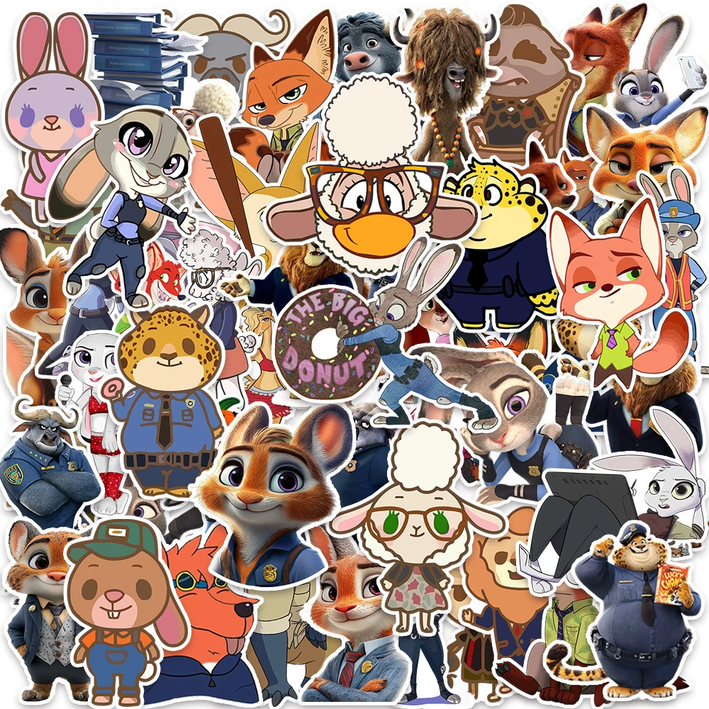 10/30/50pcs Disney Cute Zootopia Stickers Cartoon Judy Hopps Nick Wilde Decals Laptop Scrapbook Phone Graffiti Sticker Kids Toys