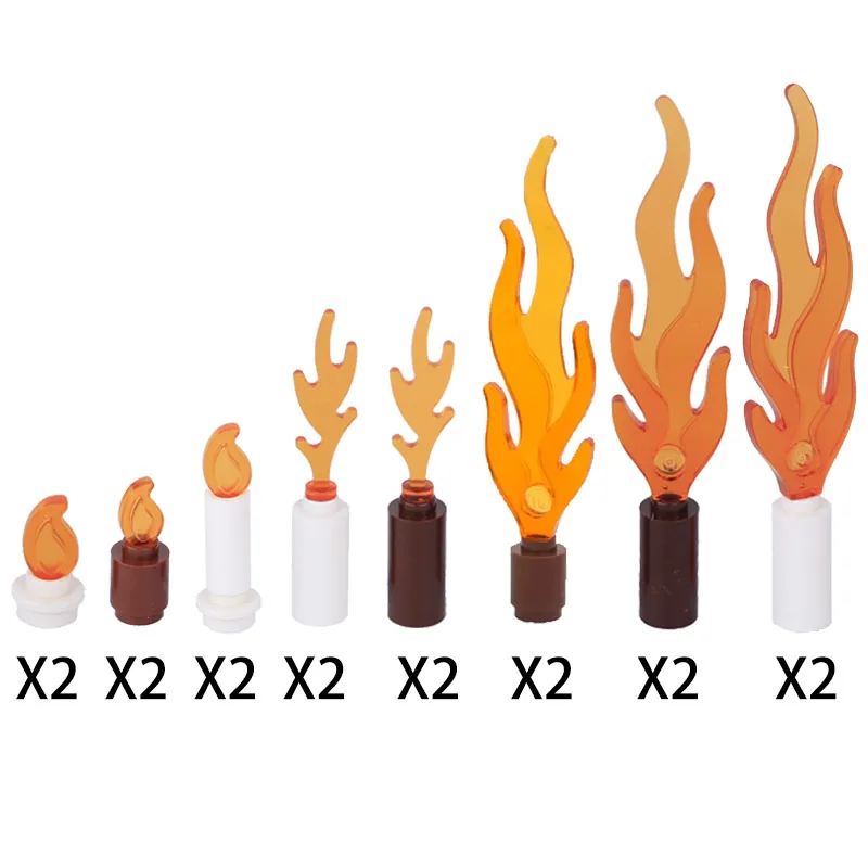 MOC ビルディングブロック液体血プールミルクアイスキューブ雪片炎キャンドル火キャンプファイヤーアクセサリー DIY おもちゃモデルレンガ A041