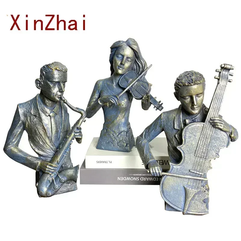 

Vilead 30cm Resin Musician Figure Statue Band Collection Sax Cello Office Desktop Bookshelf Decoration Accessories Interior Bar