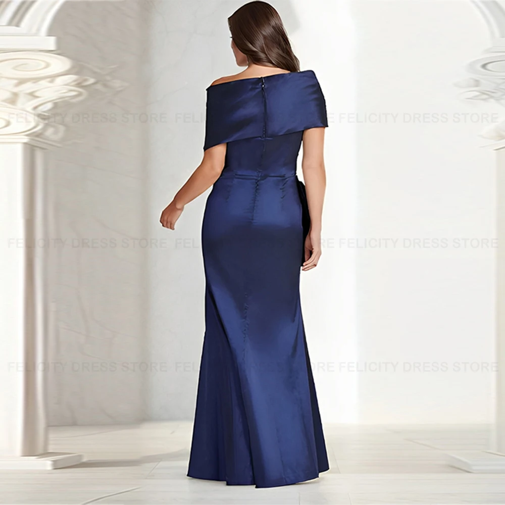 Elegant Wedding Guest Dresses Mermaid Mother of the Bride Dress 2025 Satin Pleated Front Split Floor-Length Evening Party Gowns