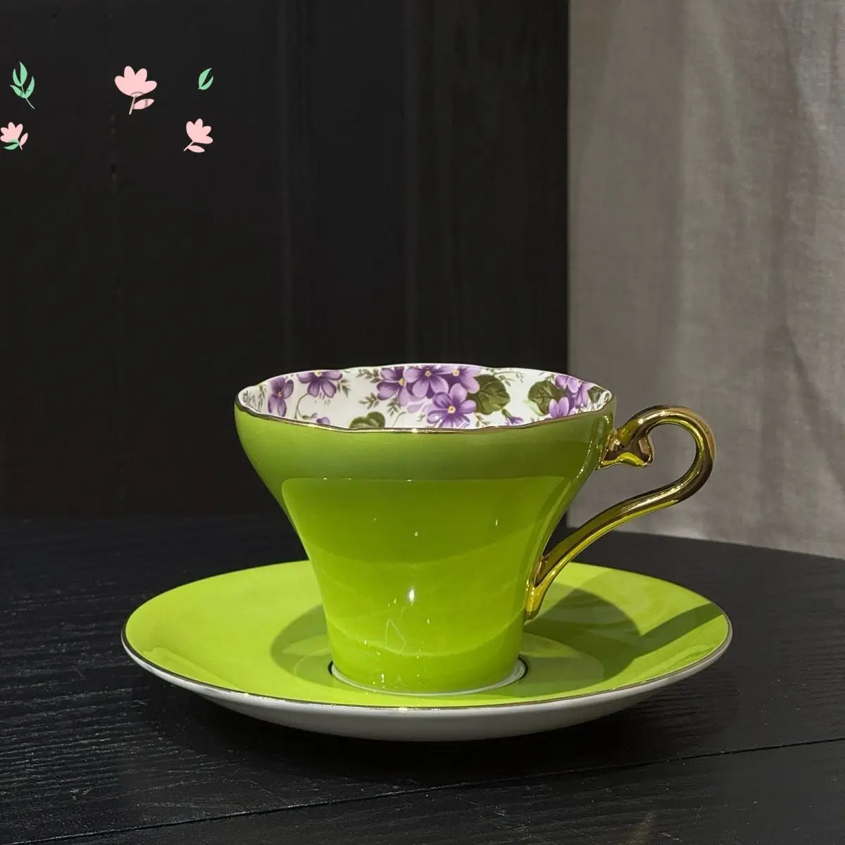 British natural impression bone china tea cup saucer set flower tea cup coffee cup afternoon tea