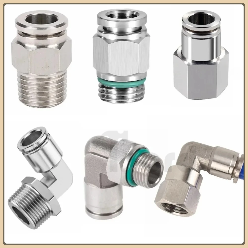 

1/8" 1/4" 3/8" 1/2" 3/4" BSP NPT Female Male Pneumatic Nipple Elbow 304 Stainless Push In Quick Connector Release Air Fitting