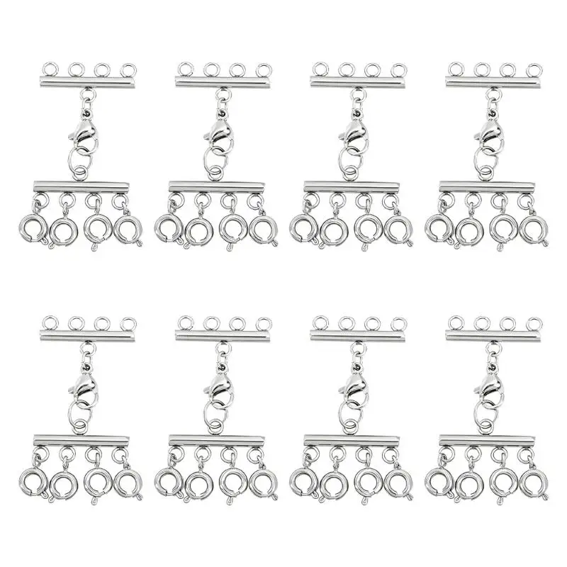 A52E Pack of 8 Alloy Jewelry Connectors Versatile Jewelry Fastener for Multi Strand Necklace Chains Secure and Sturdy Clasps