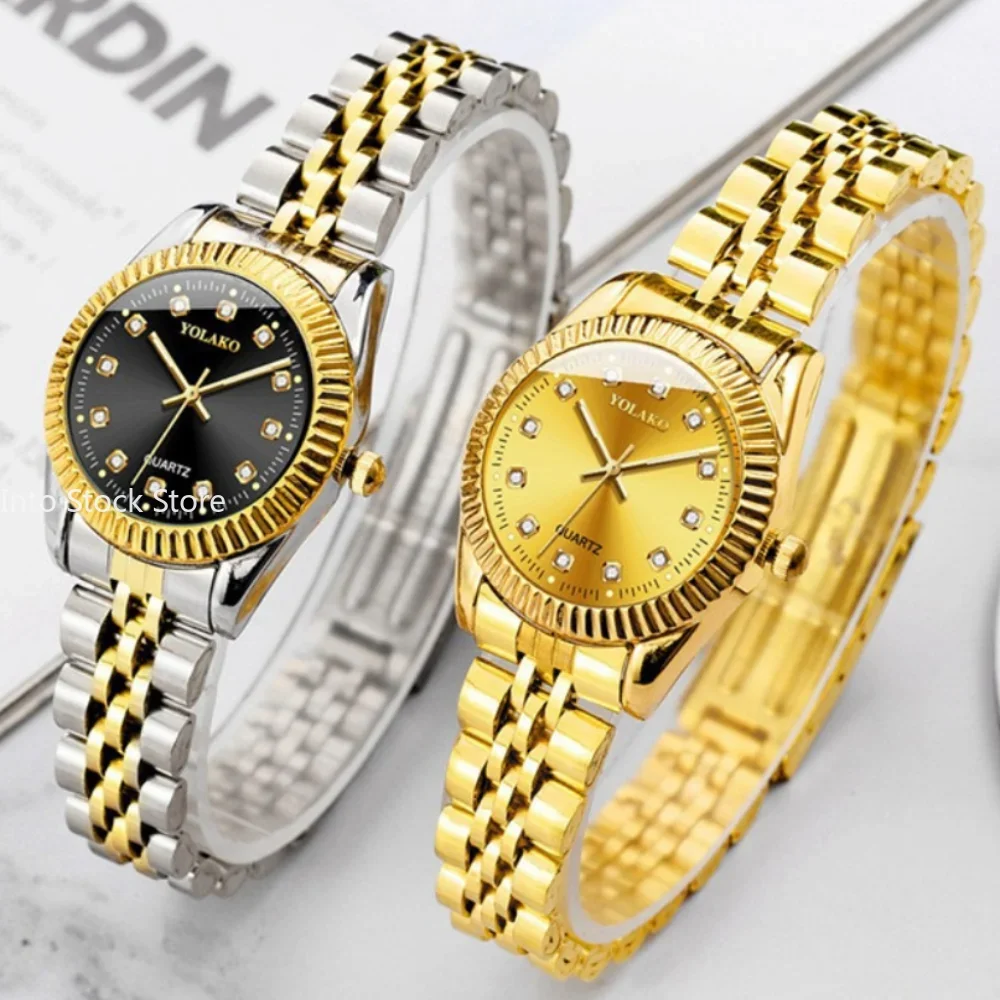 Leisure Fashion Couple Quartz Watch for Women Men Diamond Stainless Steel Calendar Lover Simple Leisure Fashion Clock Wristwatch