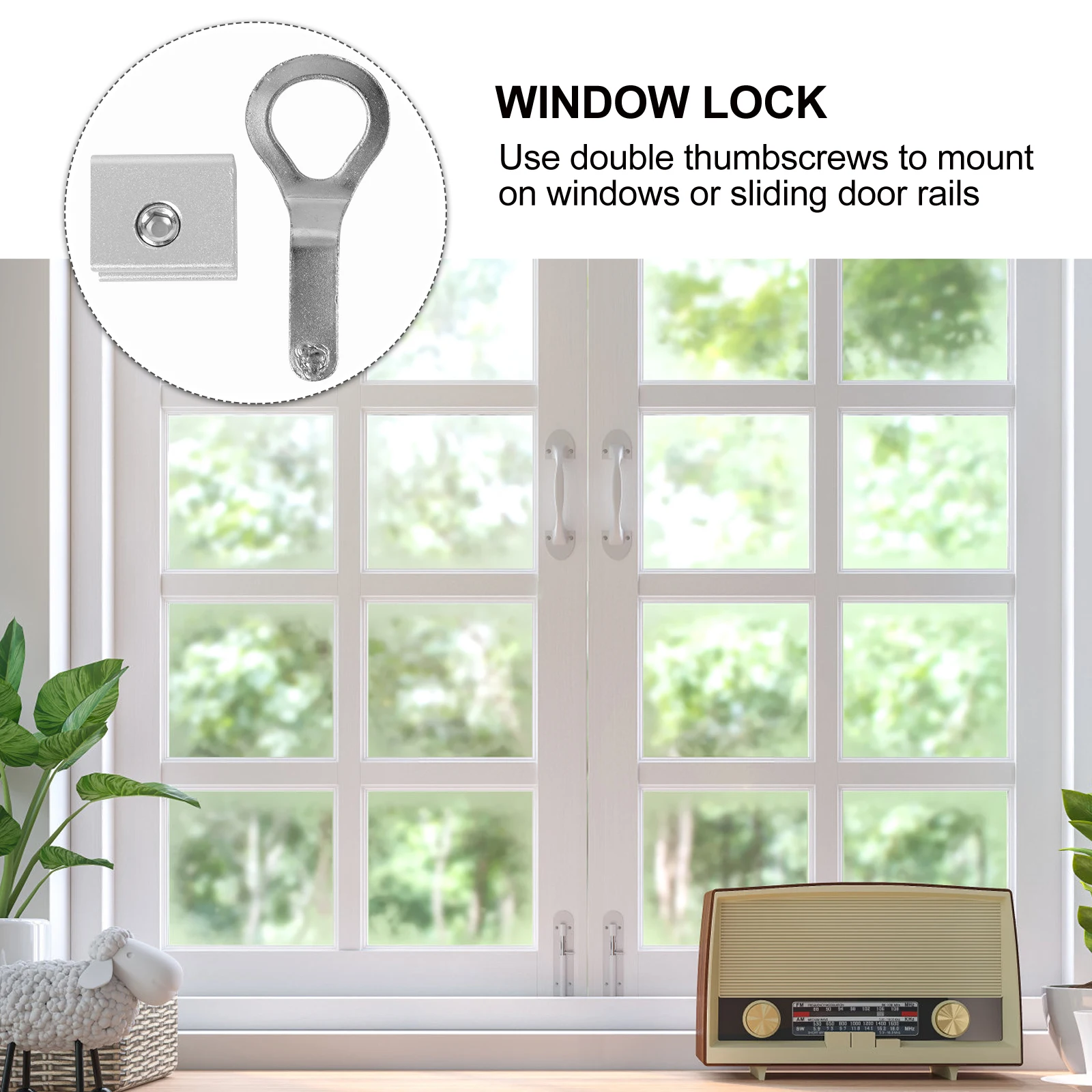 

3pc Window Aluminum Alloy Sliding Rail Childproof Door Lock Durable Vinyl Lined Ventilation Security Lock For Courtyards Glass