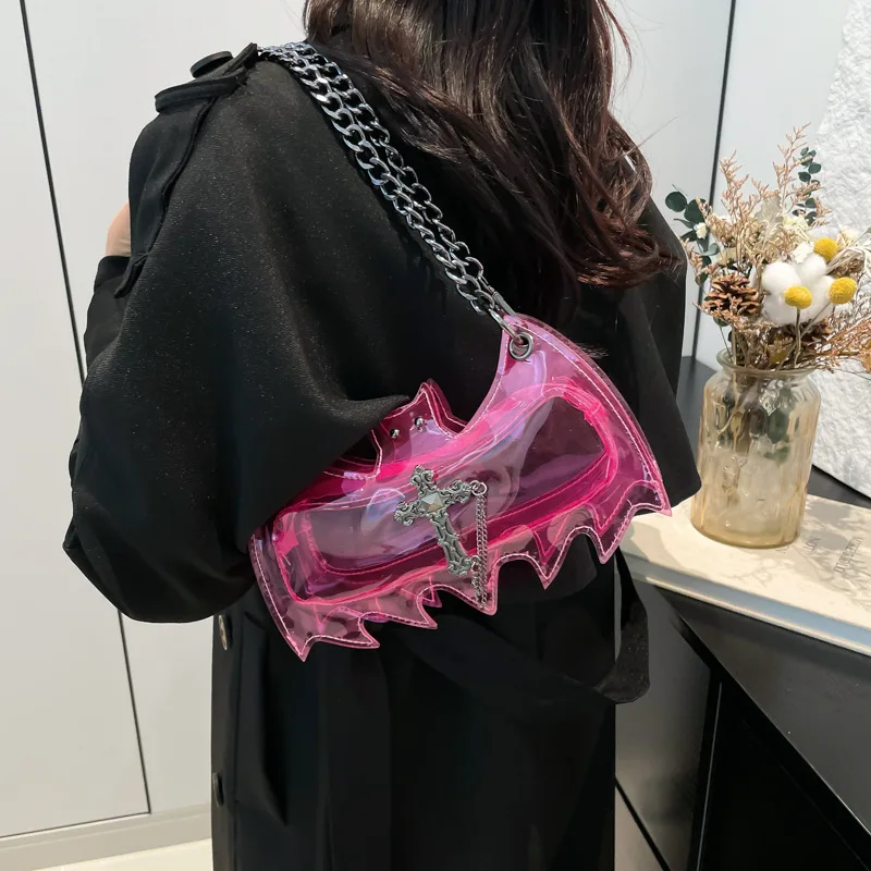 

Новая модная популярная индивидуальная маленькая сумка с летучей мышью, ниша, сто повседневных трендов на Хэллоуин, красивые прозрачные сумки через плечо