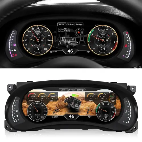 Pantalla de grupo de instrumentos digitales para Jeep Wrangler JK 2011-2017 velocímetro pantalla HD de 12,3 pulgadas 1920*720/2S arranque rápido/Plug & Play
