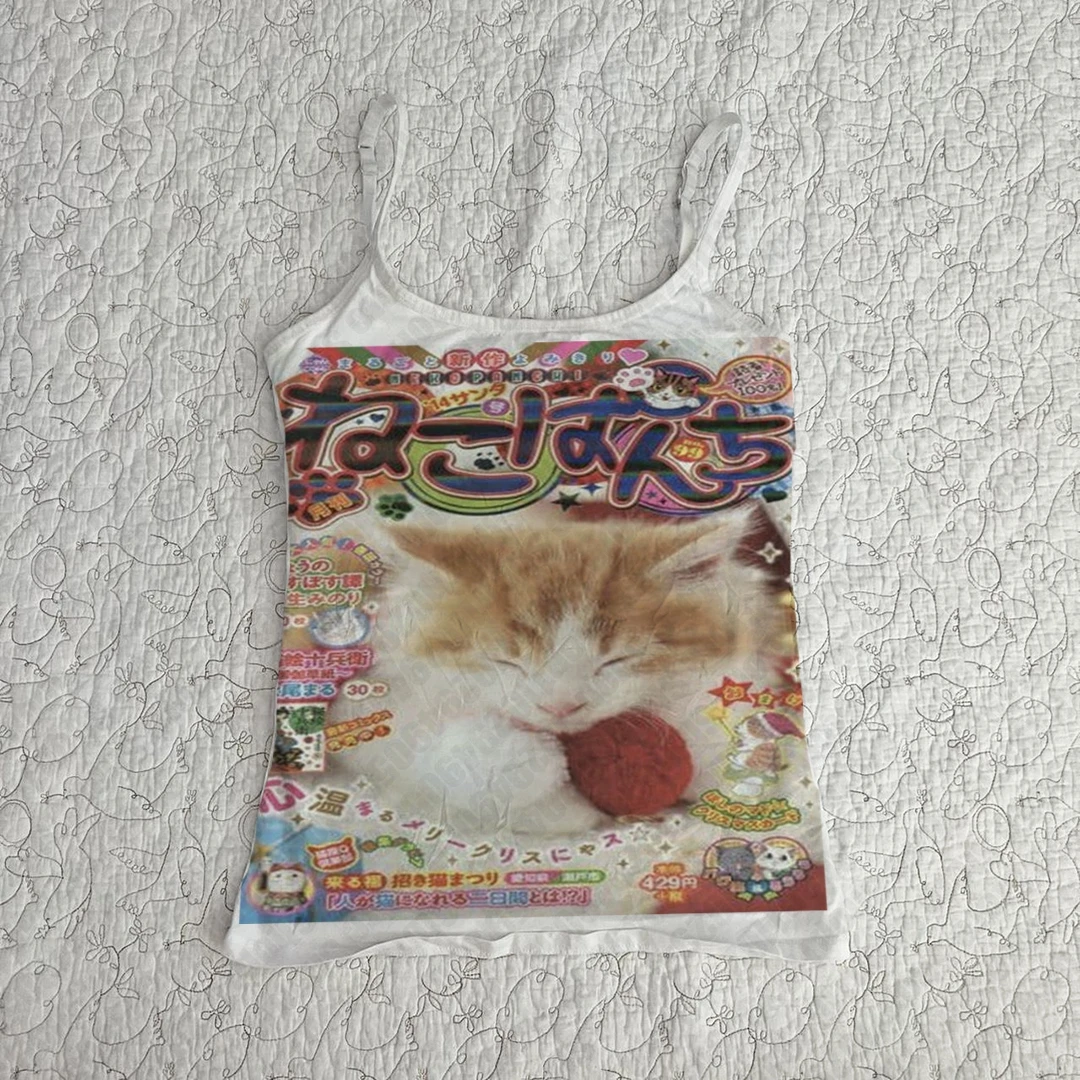 2000s نمط تانك القمم E-girl القوطية الصيف النساء الطفل تيز الجمالية الشارع الشهير Y2k خمر فتاة أكمام تي شيرت فاسق الملابس