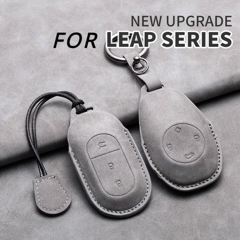 

Leather Car Remote Key Case Cover Shell for LEAPMOTOR S01 T03 C10 C11 High Quality Auto Key Fob Keychain Accessories