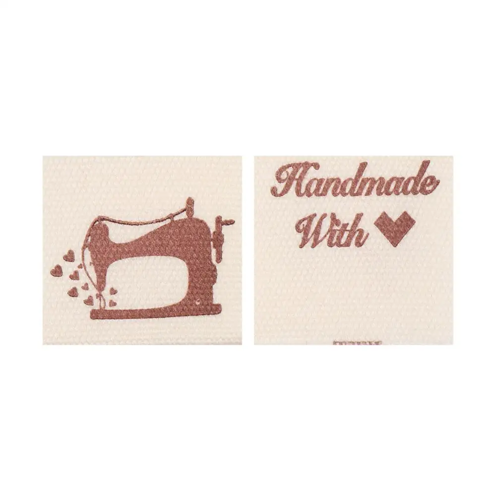 50PCS Heart Pattern Cartoon Cat Woven Knitted Supplies Handmade With Love Clothing Tags Sewing Accessories Cloth Garment Labels