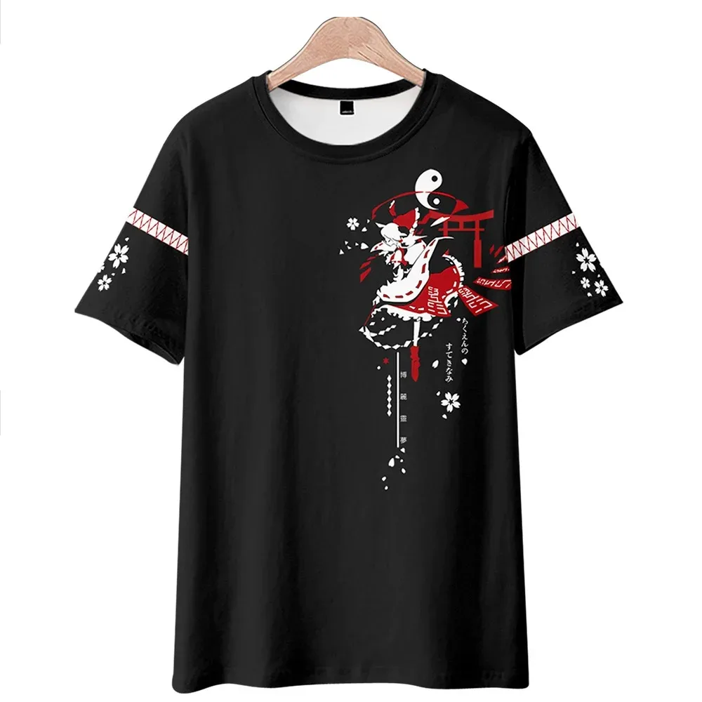 Homens e mulheres Projeto TouHou Hakurei Reimu 3D camiseta estampada, verão camiseta engraçada de manga curta, anime camisetas