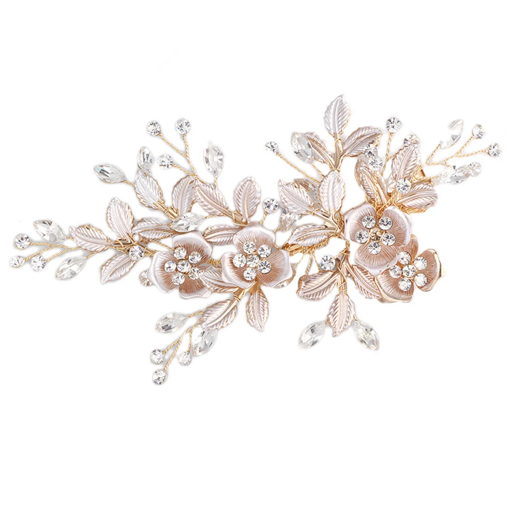 

Yj615 Golden Flower Crystal Hair Clips Bride Accessories for Wedding Party Prom Everyday Wear Shining Star Design