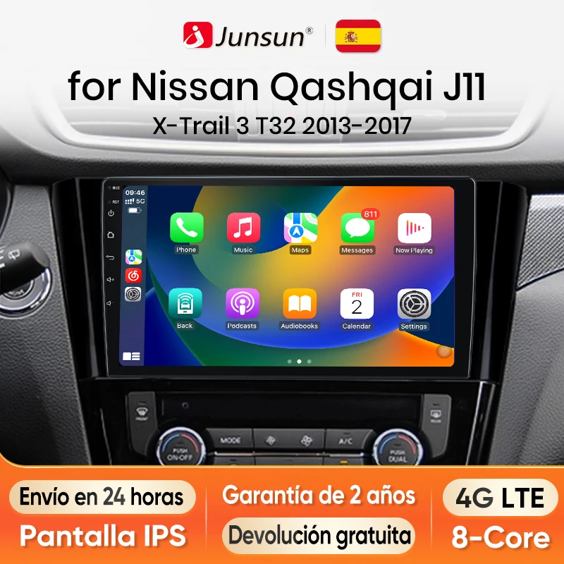 Junsun Android 13 Radio Autoradio For Nissan Qashqai X-Trail 2013-2017 Car Intelligent Systems for Apple Carplay GPS RDS Spain