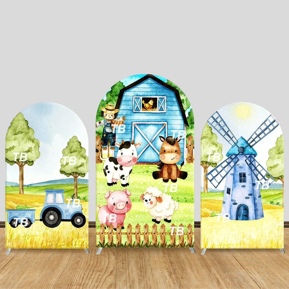 

Farm Animal Arch Backdrop Cover Barn & Tractor Theme Party Decor Photo Booth Background Kids Birthday Celebration Supplies