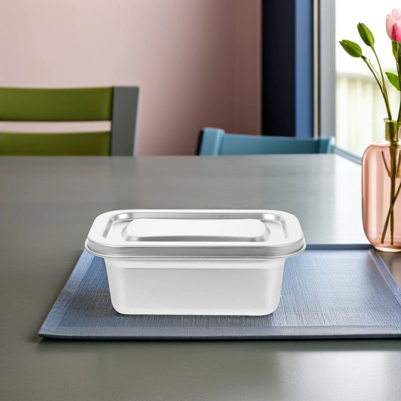 

2pcs Stainless Steel Ice Cream Freezer Storage Airtight Seal Large Capacity Homemade Ice Cream Keeper Food Storage