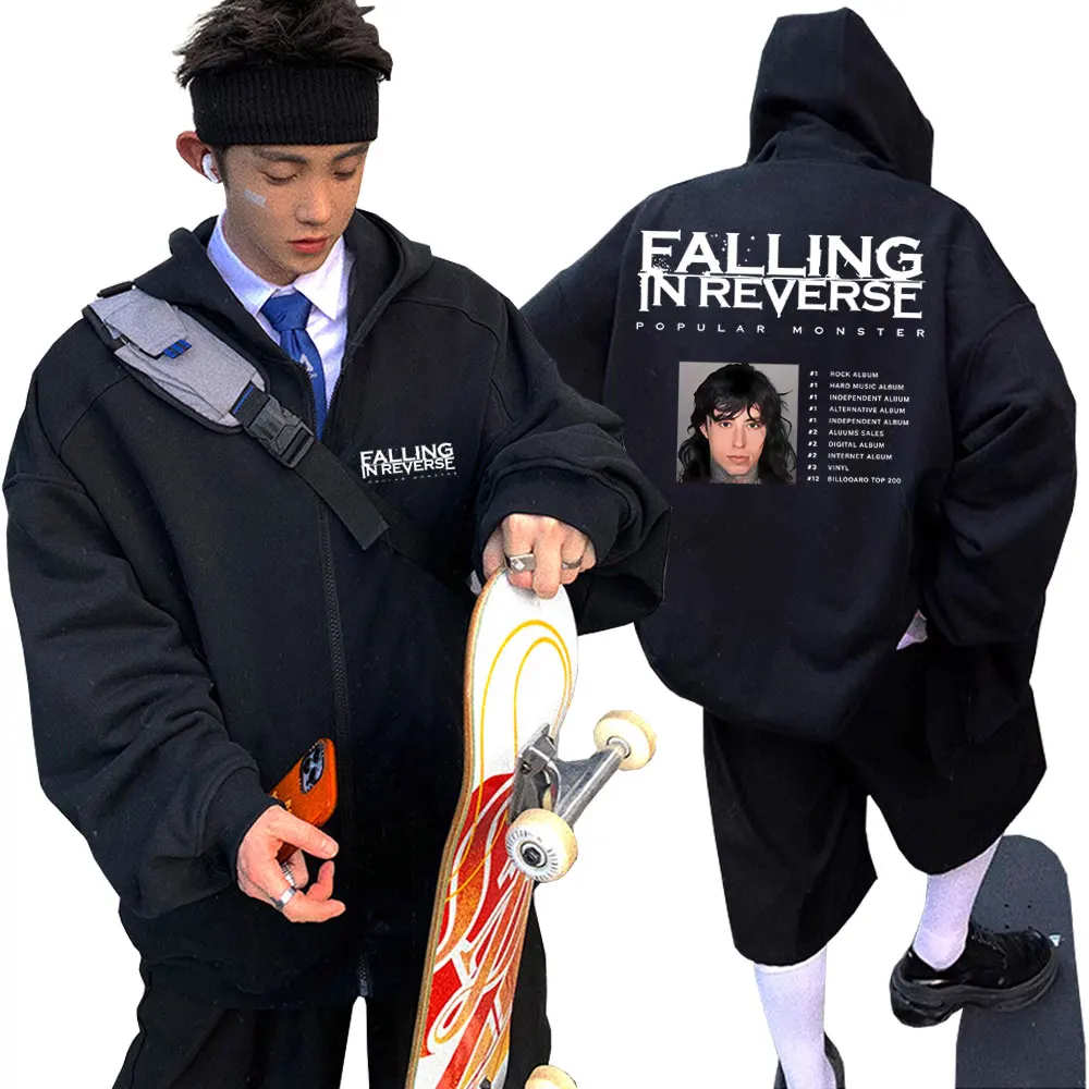 

Famous Falling in Reverse Popular Monster Album Graphic Zipper Hoodie Ronnie Radke Zip Up Jacket Men Women Rock Metal Hoodies