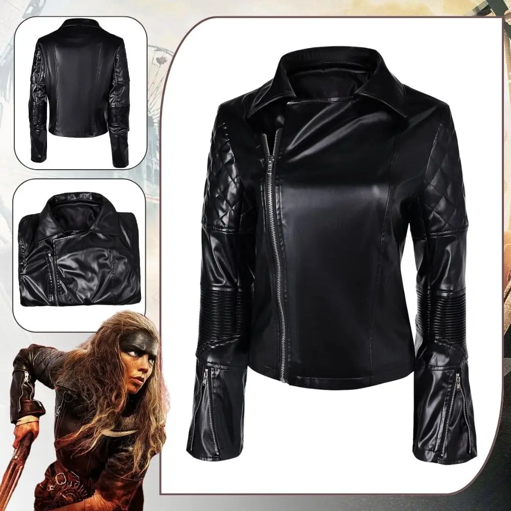 

Furiosa Mad Cos Max Cosplay Fantasia Costume Disguise for Adult Women Leather Black Jacket Suit Halloween Carnival Party Clothes