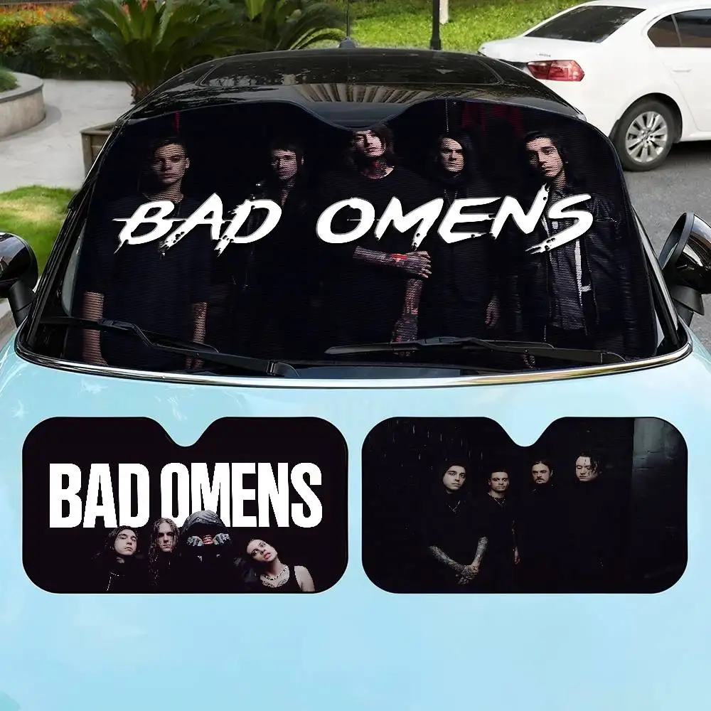 Rock Band B-Bad O-Omens Foldable Front Windshield Sunshade 70x130cm Anime Cartoon Foils Car Sun Visor Sun Shade Protect