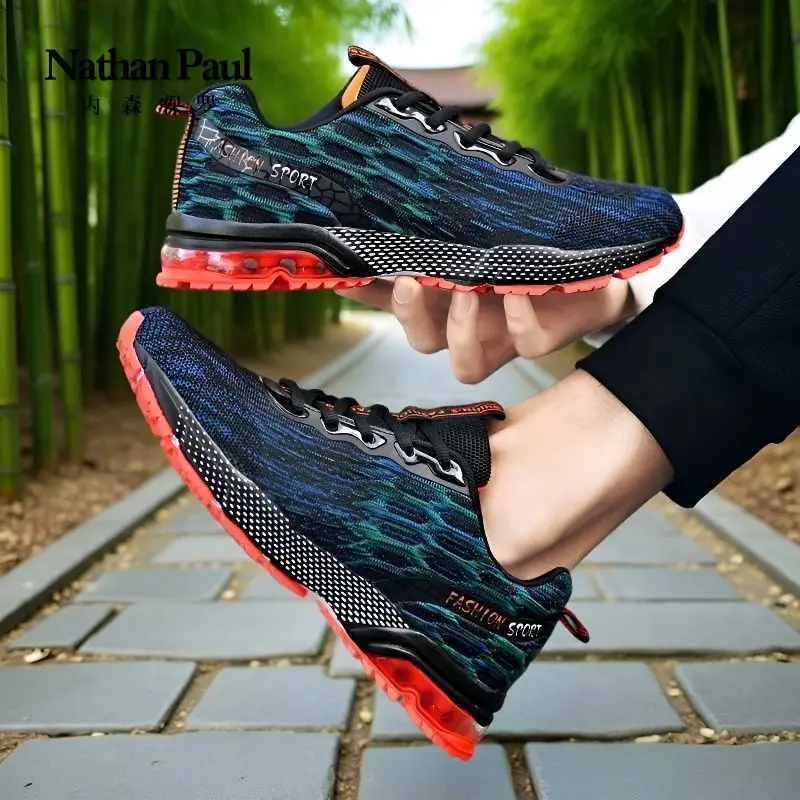 Verão nova malha respirável sapatos masculinos esportes e lazer sapatos esportivos correndo tendência versátil sapatos casuais