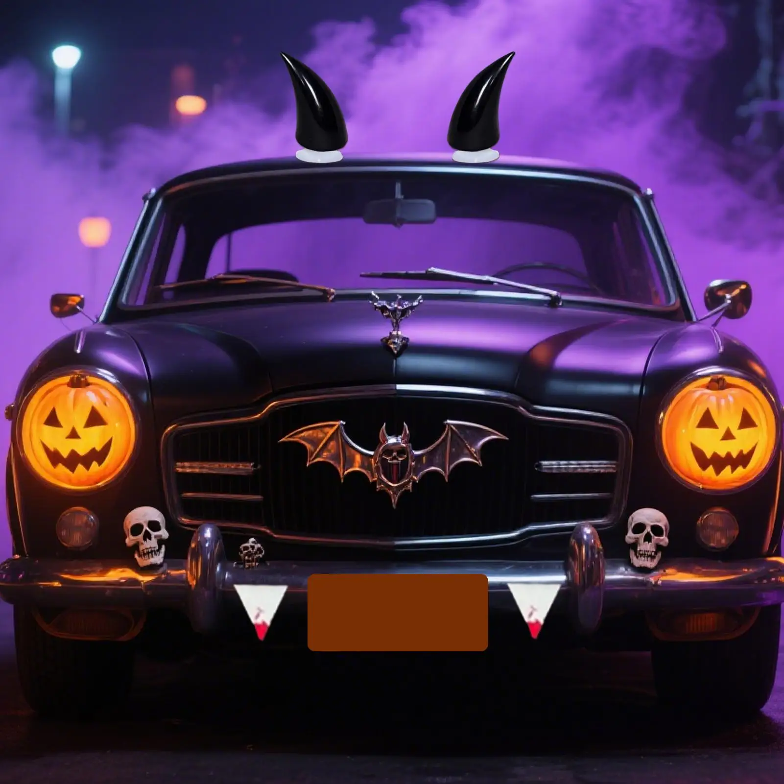 

Exterior Decorations For Cars Halloween Ornament For Car Bumper 3D Horns And Fangs Vehicle Roof Ornament For SUV RV Sedan