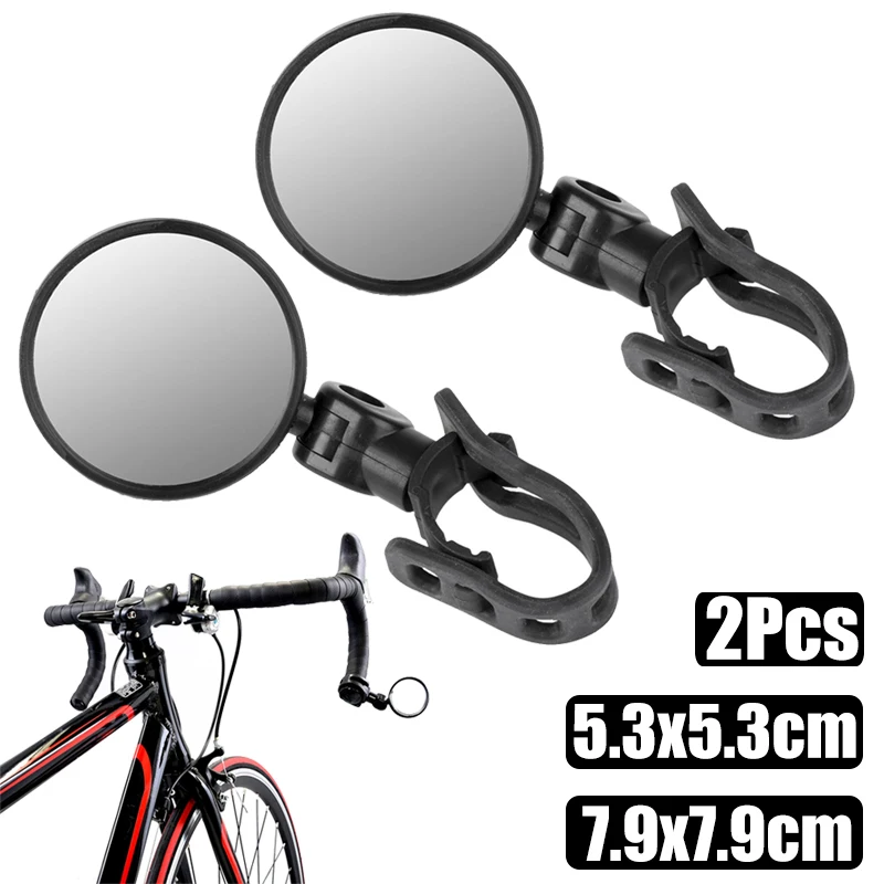 2Pcs Round Oval Rearview Mirror for Bicycle Motorcycle Handlebar Mount 360 Rotation Adjustable Bike Motorcycle Riding Mirror