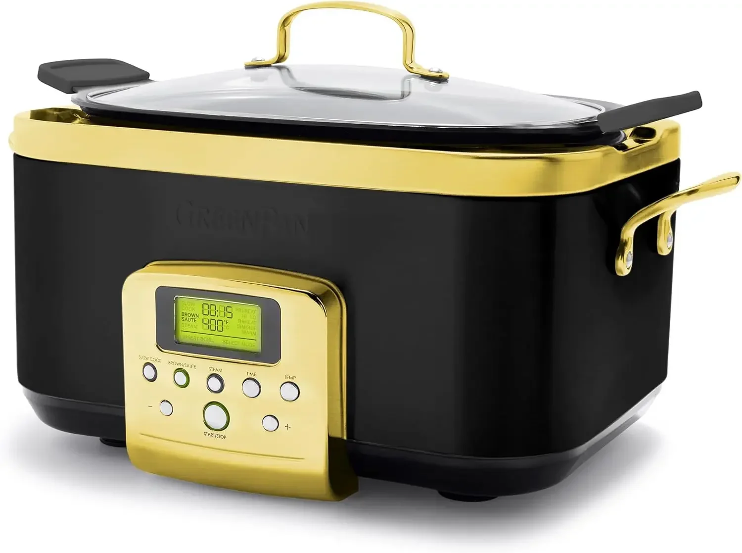 Olla de cocción lenta eléctrica GreenPan Elite Reserve 6QT, tapa apta para lavavajillas programable y olla extraíble, sin PFAS, cerámica saludable